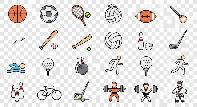 Set of Flat Design Sports and Fitness Activity Icons