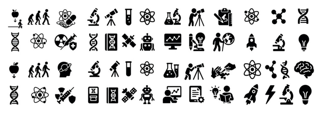 Science and technology icons set