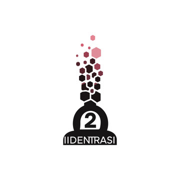 Abstract Hexagonal Molecule Shape with Number Two and Text Identrasi.