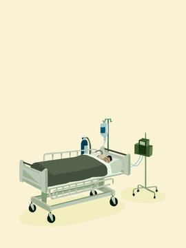 Patient receiving intensive care in hospital room