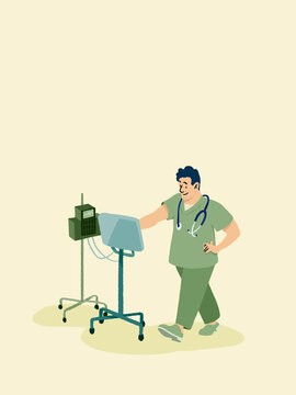 Medical professional standing next to diagnostic equipment