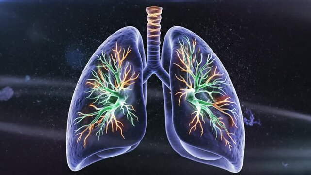 Visualizing Lung Function: Detailed Animation Depicting Healthy Respiratory System Anatomy and Processes