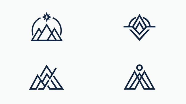 Minimalist Mountain Logo Designs Representing Adventure and Exploration.