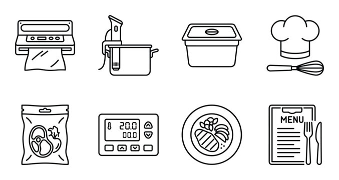 Professional culinary equipment for sous vide cooking and fine dining preparation.