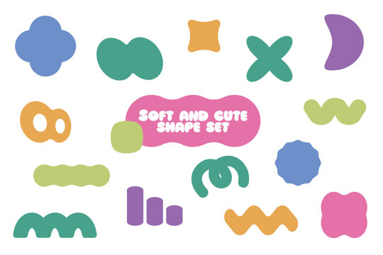 丸みがあってキュートな抽象図形のあしらいセット