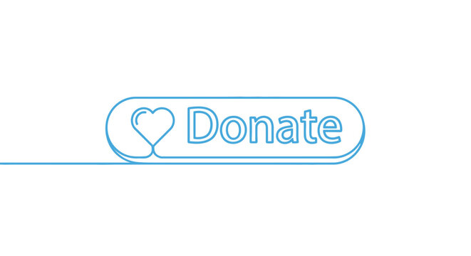 A simple light blue donate button with a heart icon is displayed on a white background