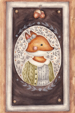 A fox in a vintage dress