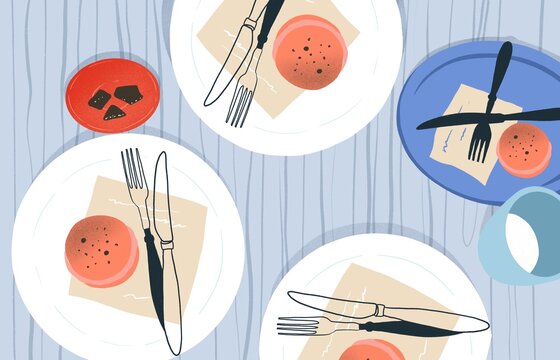 Still life Table with Desserts, Top View