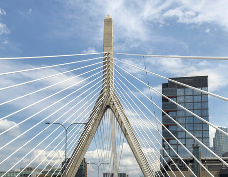 Bridge Vertical Boston skyline Zakim cable suspension 