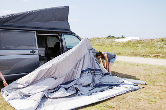 setting up of a campsite in denmark