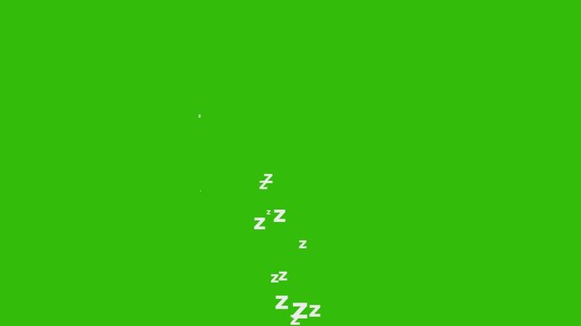 Loop animation ZZZ sleep icon green screen background. Sleeping Zzz Symbol flying Relax & Rest Motion Graphic. Sleeping zzz animation sleep concept,