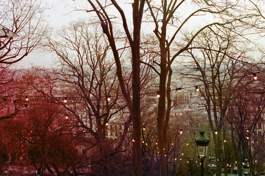 View of Paris from Montmartre with vibrant colour artefact
