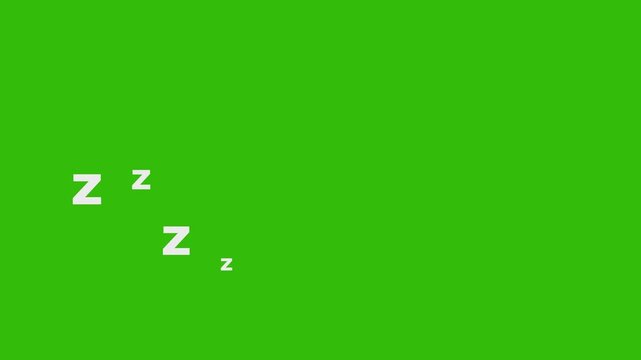 Loop animation ZZZ sleep icon green screen background. Sleeping Zzz Symbol flying Relax & Rest Motion Graphic. Sleeping zzz animation sleep concept,