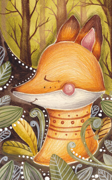 A fox in the middle of the forest