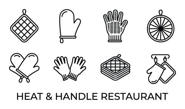 Kitchen oven mitts and pot holders collection for restaurant Heat Handle restaurant and cooking protection equipment.