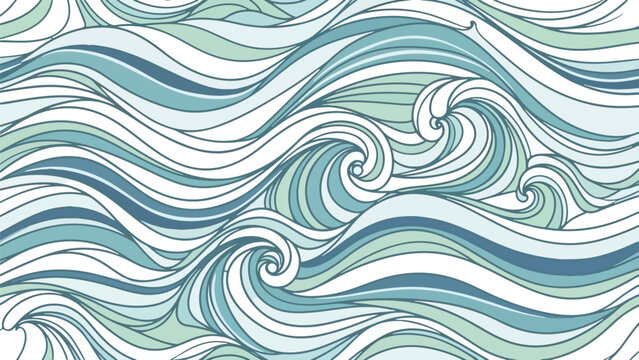 Swirling Ocean Waves Pattern Illustration Design.