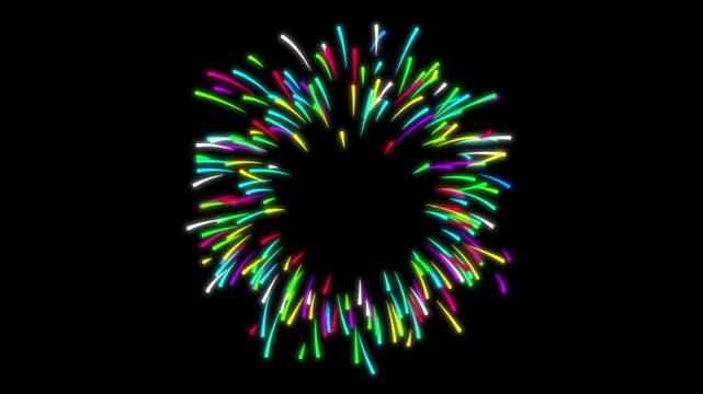 colorful cartoon comic style fire work animation on black background