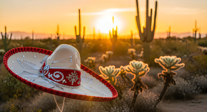 Happy cinco de mayo vibrant sombrero sunset celebrating mexican heritage and culture