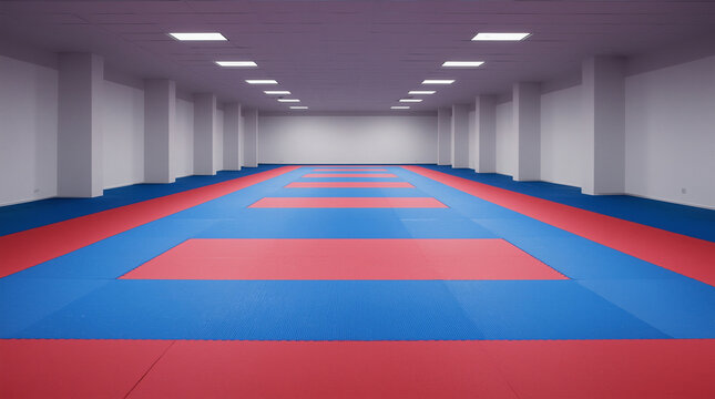 Gymnasium for martial arts training with tatami mat 