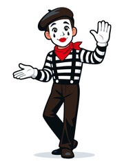 Fototapeta premium Cartoon Illustration of a Mime Artist in Classical Costume