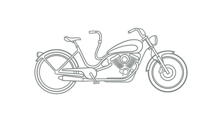 Fototapeta premium Line art illustration of classic cruiser motorcycle side view