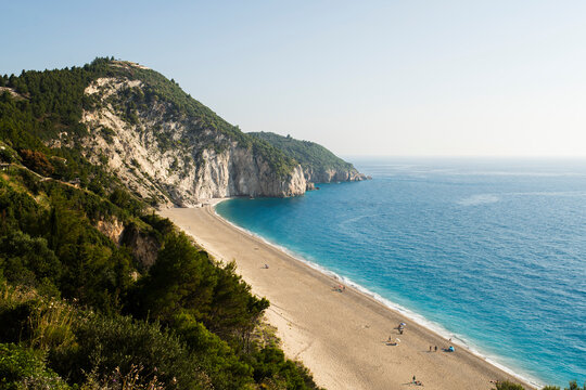 Turquoise Waters and Cliffs at Milos Beach Lefkada