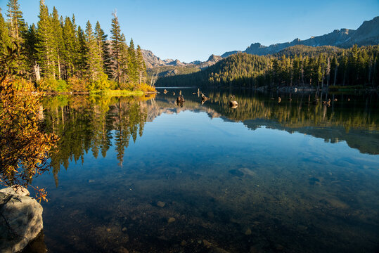 Daytime reflections at an Alpine Lake.