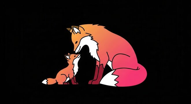Adorable stylized fox and cub illustration symbolizing an unbreakable bond and parental care