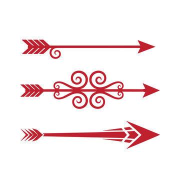 Red arrows with decorative on white background, decorative arrows arrow, ornamental arrows arrow ornamental arrows