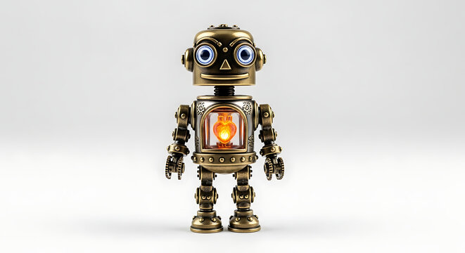 Steampunk Robot with Glowing Heart.