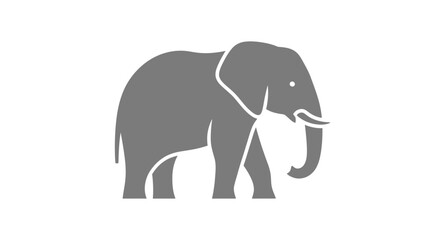 Gray Elephant Side View Silhouette Icon. © Mirah