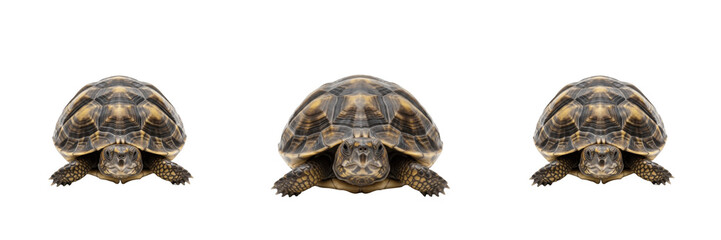 Obraz premium Set of Slow Tortoise Walking Isolated Transparent Background PNG