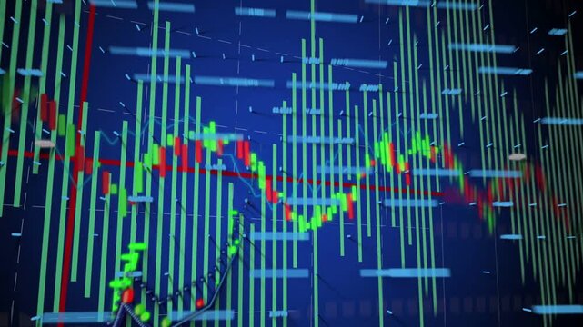 On start market chart animating bars sliding supports rising peak moving price line marking pivots