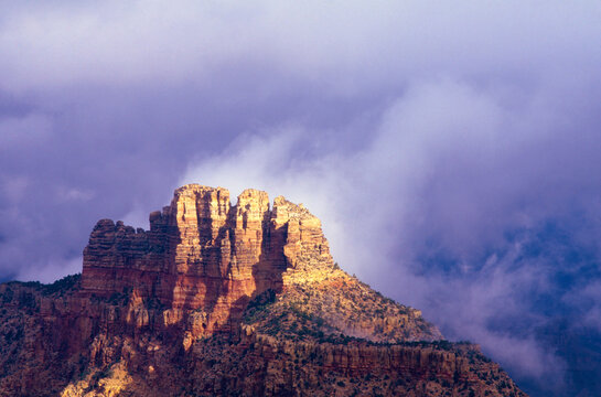 Shaft morning light highlighting Grandview Point Grand Canyon film