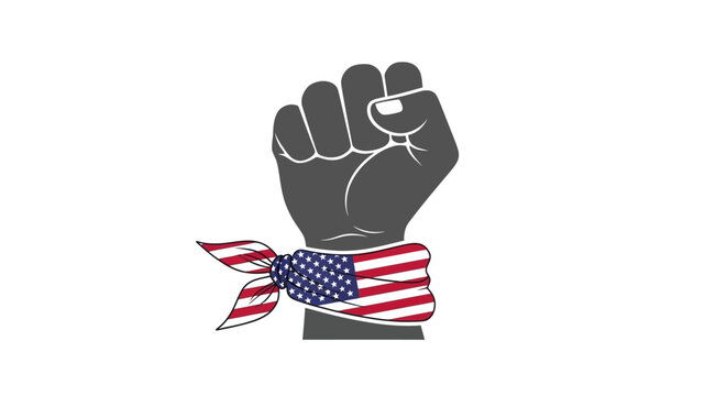 Protest Fist Silhouette with American Flag Bandana