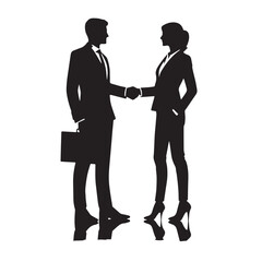 Fototapeta premium Black Business handshake Silhouette Vector, High Quality Illustration on White Background