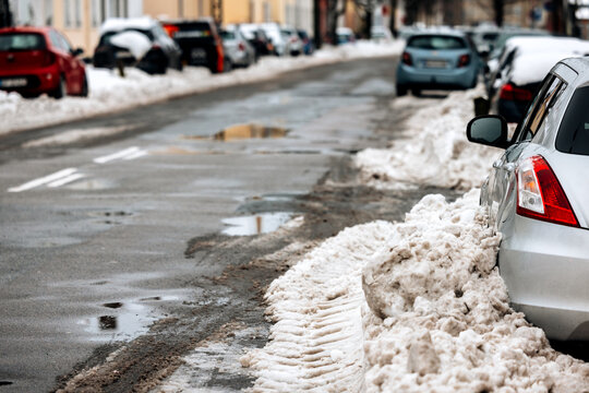 Slushy Winter Street Parking