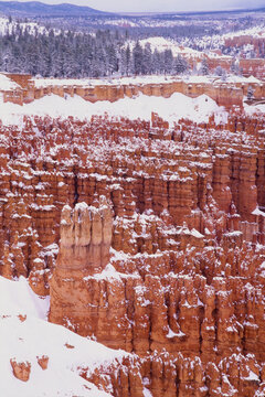 Winter landscape hoodoo formation Bryce Canyon Amphitheater Utah film