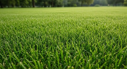 Obraz premium Well manicured green lawn showing fresh grass texture for sports grounds and park landscape design