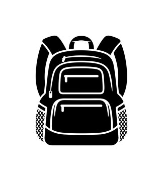 Minimalist Black School Backpack Vector Icon