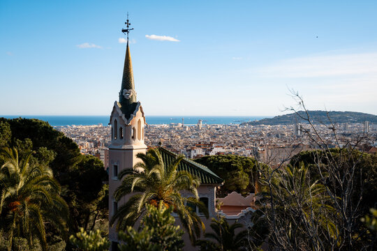 Barcelona from Gaudi's house, Parc G&uuml;ell. Travel Spain