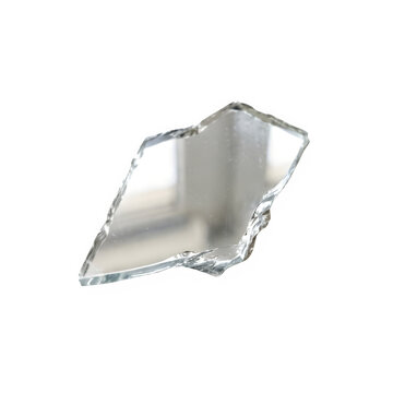 Broken mirror shard isolated on transparent background
