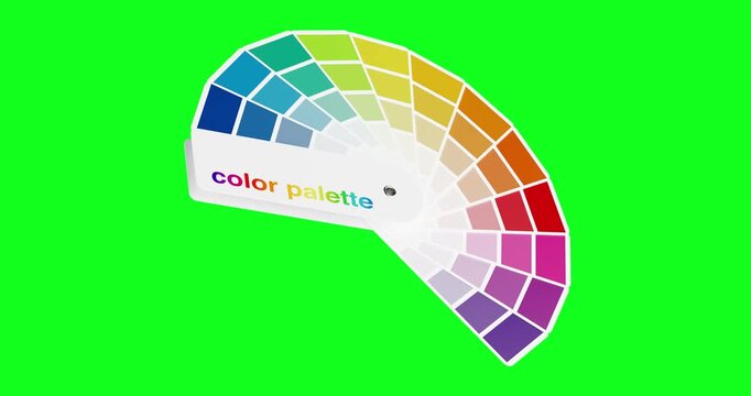 4k Resolution Video: Creative Design And Branding Concept. Minimal Color Palette Guide With Gradient Typography And Swatch Fan Display Unfolds Animated On Green Screen 