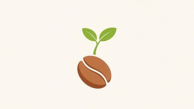 Organic Coffee Bean Sprout Illustration Symbolizing Freshness and Sustainable Growth for a Better