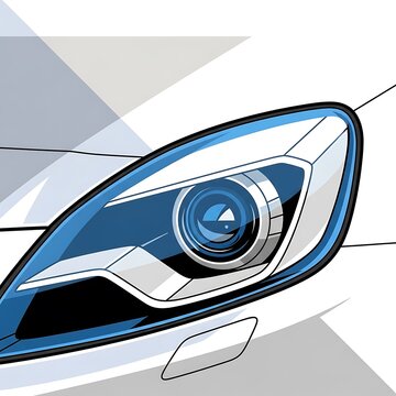 Car headlight close-up illustration.