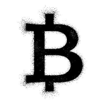 Bitcoin cryptocurrency rendered in halftone dots, digital currency emblem, decentralized finance symbol, blockchain asset logo, crypto token graphic.