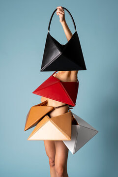 Geometric Stack Of Colorful Handbags