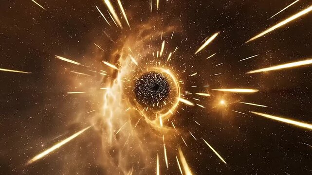 Cinematic Golden Wormhole Vortex and Light Speed Travel in Deep Space