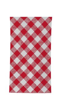 4k Resolution Vertical Video for Social Media: Picnic And Rustic Dining Concept. Red And White Checkered Cloth Fabric Mockup Unrolled Animated On White Background With Alpha Matte
