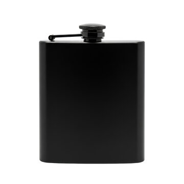 Black metal hip flask container.